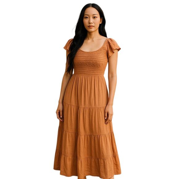 Sincerely Jules Coral Tiered Maxi Dress - Picture 1 of 6